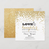 愛と笑いのゴールドグリッター彩るリハーサル招待状 招待状 (正面/裏面)