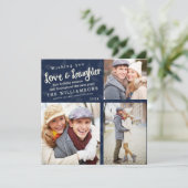 愛と笑いのホリデーカード/ネービーブルー 招待状 (スタンド正面)