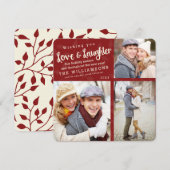 愛と笑いのホリデー フォト カード / 赤 (正面/裏面)