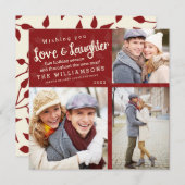 愛と笑いのホリデー フォト カード / 赤 (正面/裏面)