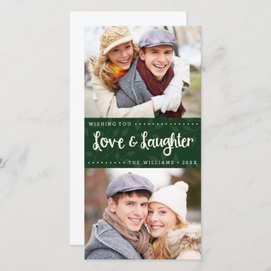 愛と笑いの垂直ホリデーカード シーズンカード (正面/裏面)