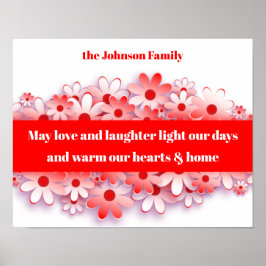 愛と笑いの暖かいハート&ホームフラワー ポスター