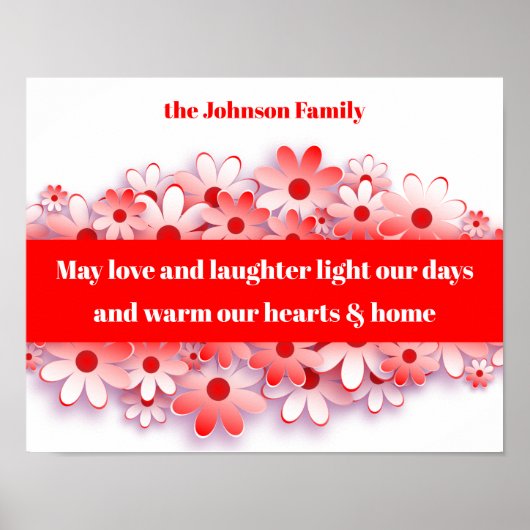 愛と笑いの暖かいハート&ホームフラワー ポスター (正面)