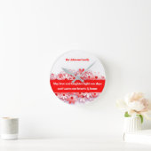 愛と笑いの暖かいハート&ホームフラワー ラウンド壁時計 (ホーム)