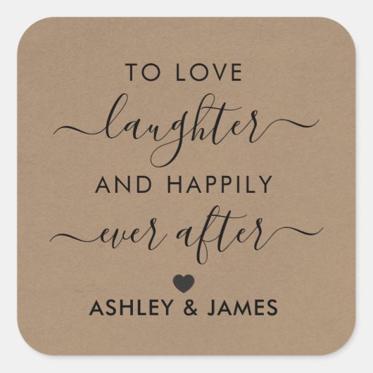 愛と笑顔と幸せな永遠のギフトタグ スクエアシール (正面)