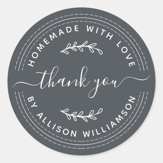 愛と素朴自家製オフブラックありがとう ラウンドシール (正面)