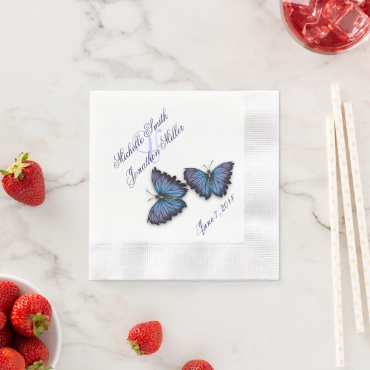 愛と紫と青の蝶のナプキンのために 縁ありカクテルナプキン (インサイチュ)