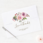 愛と紫の感謝していフローラ結婚式の引き出物シール ラウンドシール (封筒)