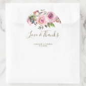 愛と紫の感謝していフローラ結婚式の引き出物シール ラウンドシール (バッグ)