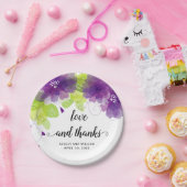 愛と紫感謝していの花、フローラ結婚の ペーパープレート (パーティー)