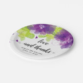 愛と紫感謝していの花、フローラ結婚の ペーパープレート (アングル)