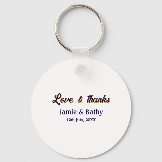 愛と紫感謝していオレンジカップル名の日付 キーホルダー (正面)