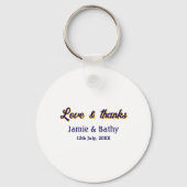 愛と紫感謝していオレンジカップル名の日付 キーホルダー (裏面)