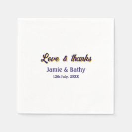 愛と紫感謝していオレンジカップル名の日付 スタンダードカクテルナプキン