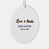 愛と紫感謝していオレンジカップル名の日付 セラミックオーナメント (右)
