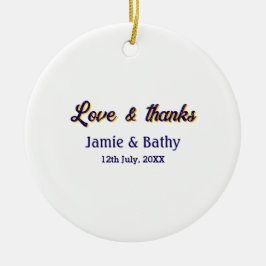 愛と紫感謝していオレンジカップル名の日付 セラミックオーナメント
