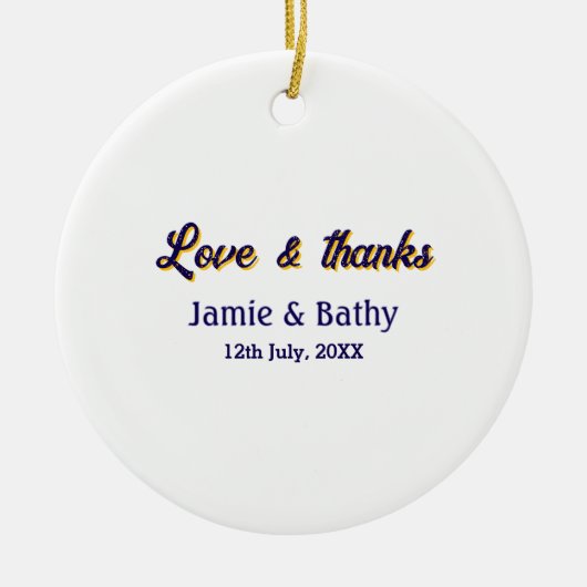 愛と紫感謝していオレンジカップル名の日付 セラミックオーナメント (正面)
