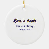 愛と紫感謝していオレンジカップル名の日付 セラミックオーナメント (裏面)