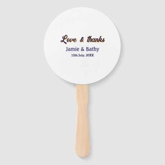 愛と紫感謝していオレンジカップル名の日付 ハンドファン (正面)