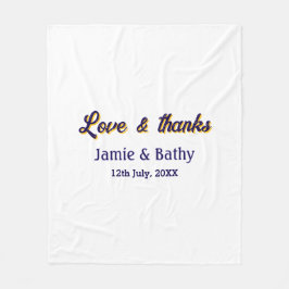 愛と紫感謝していオレンジカップル名の日付 フリースブランケット