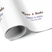 愛と紫感謝していオレンジカップル名の日付 ラッピングペーパー (ロールコーナー)