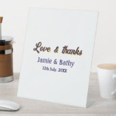 愛と紫感謝していオレンジカップル名の日付 台座サイン (インサイチュ)