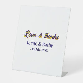 愛と紫感謝していオレンジカップル名の日付 台座サイン