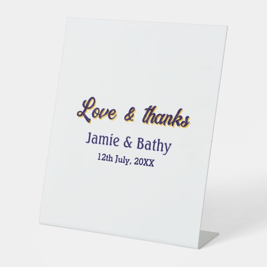 愛と紫感謝していオレンジカップル名の日付 台座サイン (正面)