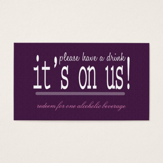 愛と結婚モダンの結婚飲み物チケット (正面)