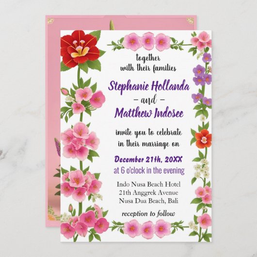 愛と統一の領域で花を花束 – 招待状 (正面/裏面)