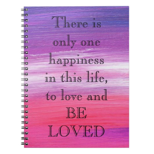 愛と絵を描する素晴らしいピンク引用文 ノートブック (正面)