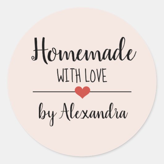 愛と自家製赤面ピンクのスクリプトカスタム ラウンドシール (正面)