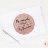 愛と自家製赤面ピンクグリッタースクリプト ラウンドシール (封筒)