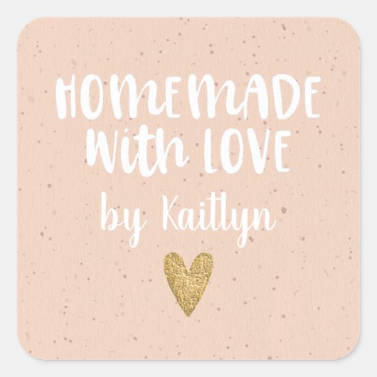 愛と自家製赤面ピンクステッカー スクエアシール (正面)