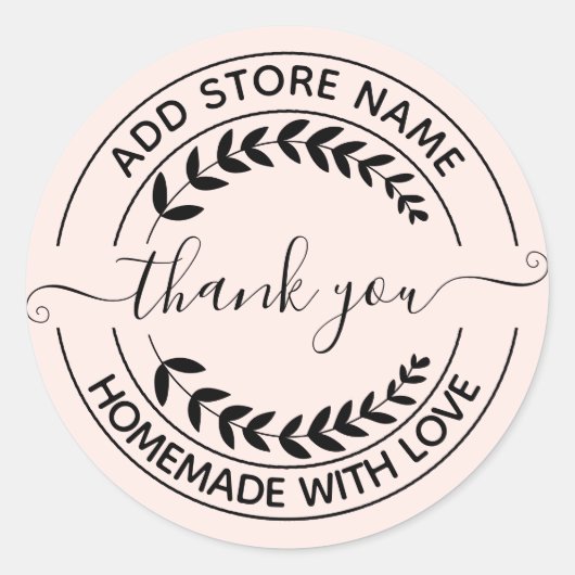 愛と自家製Create Your Own Thank Pink ラウンドシール (正面)