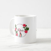 愛と花と母の日を幸せにカラフル コーヒーマグカップ (正面左)