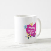 愛と花と母の日を幸せにカラフル コーヒーマグカップ (正面右)