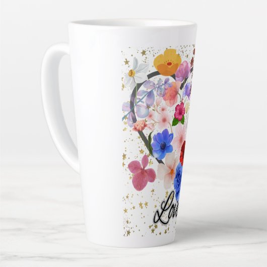 愛と花 カフェラテマグ (左アングル)