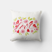 愛と花 – ピンクと赤 クッション (正面)