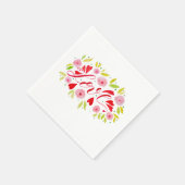 愛と花 – ピンクと赤 スタンダードカクテルナプキン (角)