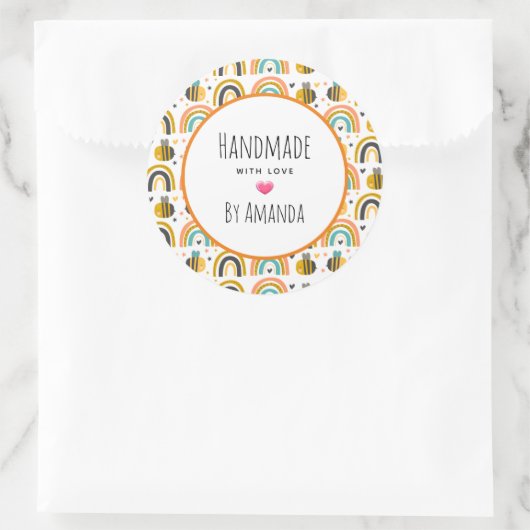 愛と虹ののまわりにで手作り ラウンドシール (バッグ)