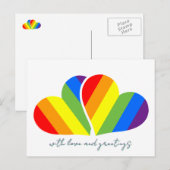 愛と虹のハート ポストカード (正面/裏面)