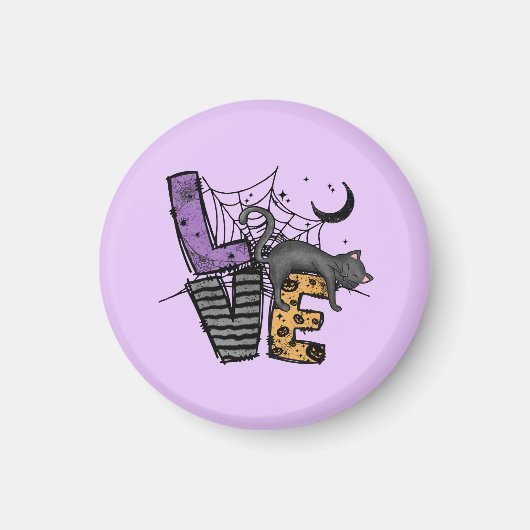 愛と蜘蛛の巣の怠惰な黒猫 マグネット (正面)