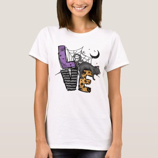 愛と蜘蛛の巣の怠惰な黒猫 Tシャツ (正面)