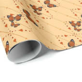 愛と蝶のオレンジ色の対角線 ラッピングペーパー (ロールコーナー)