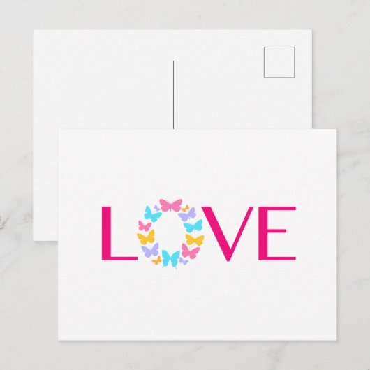 愛と蝶はがき ポストカード (正面/裏面)