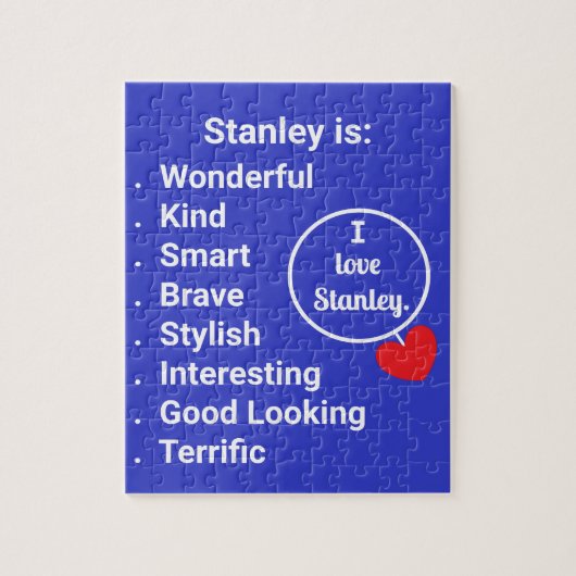 愛と言葉 – 青とハート:ジグソーパズル ジグソーパズル (縦)