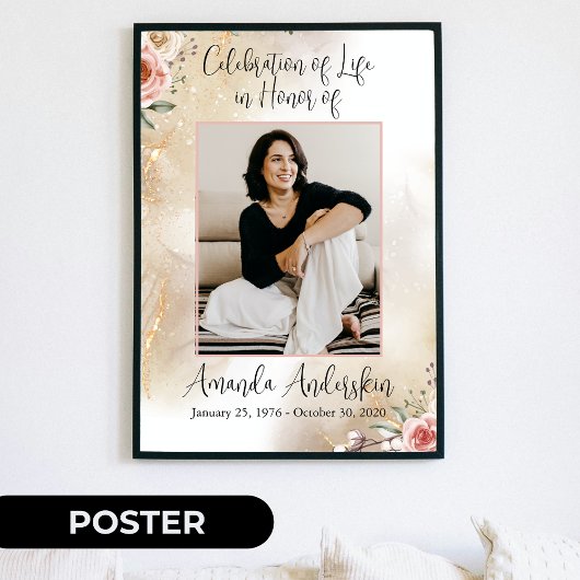 愛と記憶の祭典 ピンクとゴールドの葬儀 ポスター