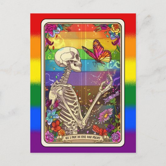 愛と詩に関する万国博覧会：LGBTスケルトンタロット ポストカード (正面)