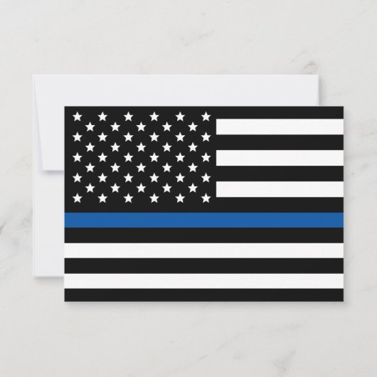 愛と警感謝してい察Thin Blue Line家族の写真 サンキューカード (裏面)